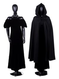 Two Saint Laurent Rive Gauche Pieces: One Velvet Dress and One Cape, 1980s