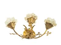 A French Gilt Tôle Three-Light Fixture