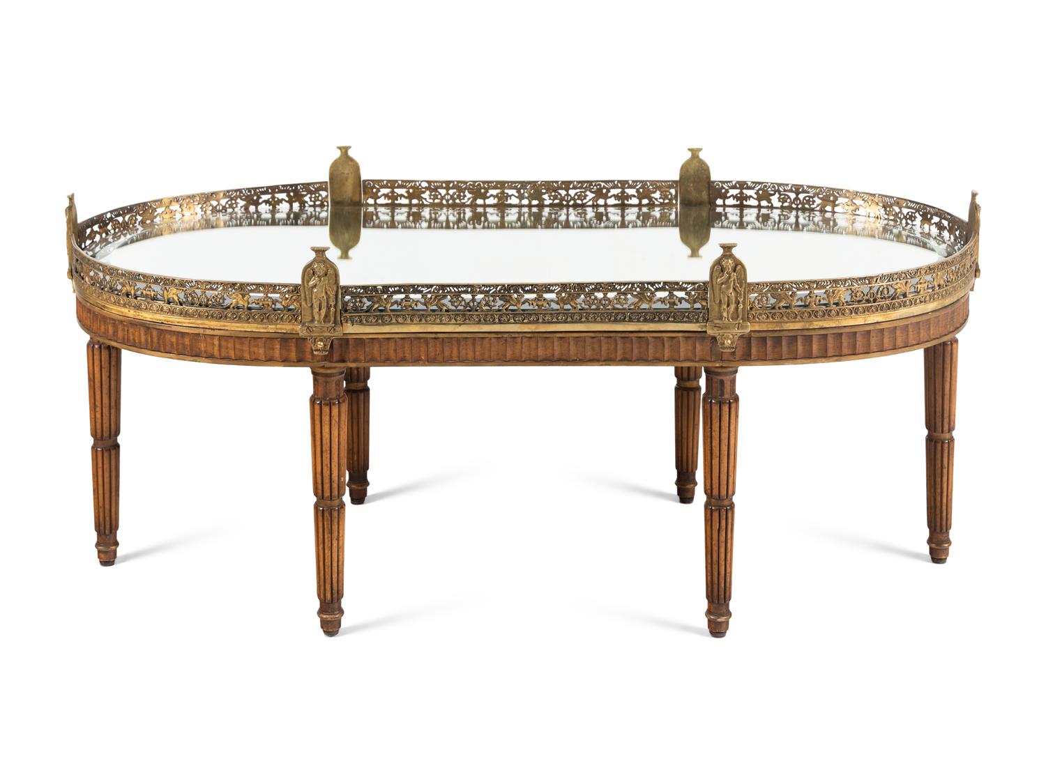 A Continental Gilt Metal Mounted Low Table