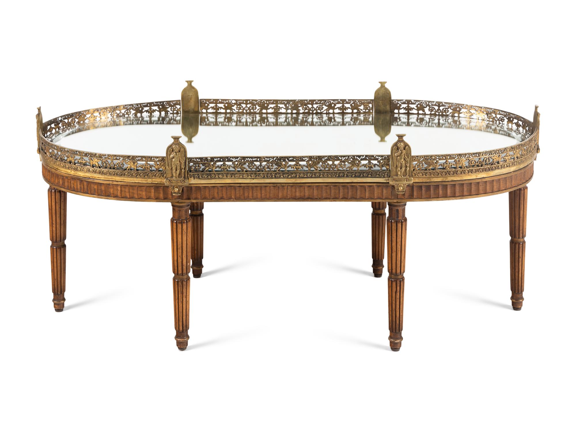 A Continental Gilt Metal Mounted Low Table