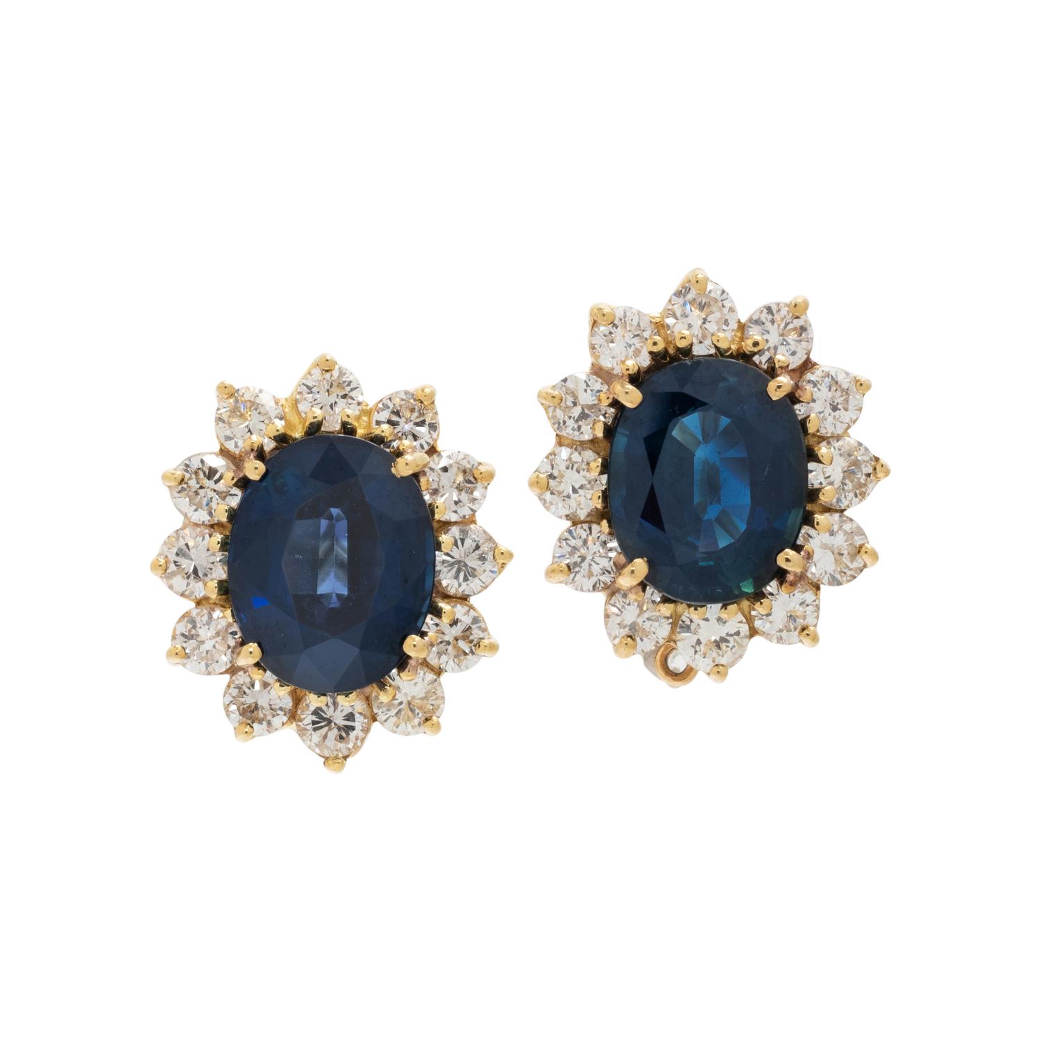 SAPPHIRE AND DIAMOND EARCLIPS