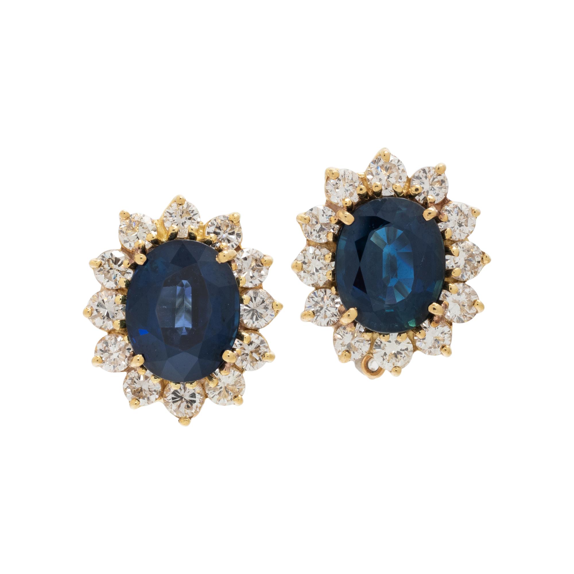 SAPPHIRE AND DIAMOND EARCLIPS