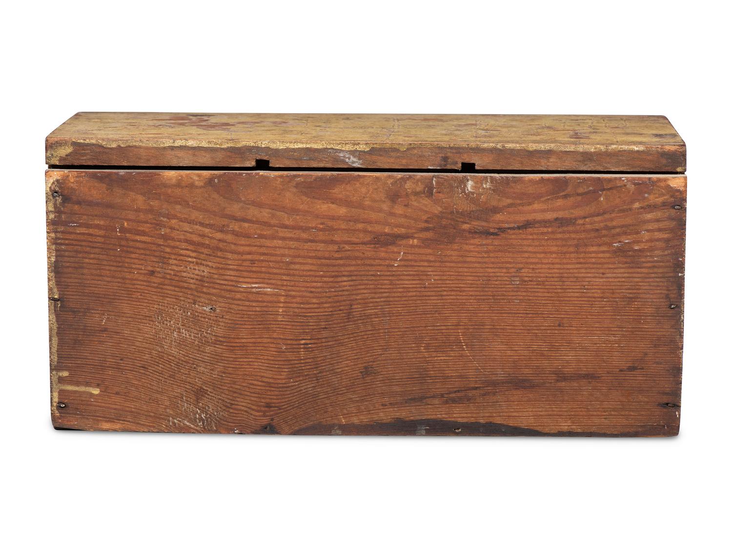 A Southern Yellow Painted Cherrywood and Yellow Pine Miniature Chest