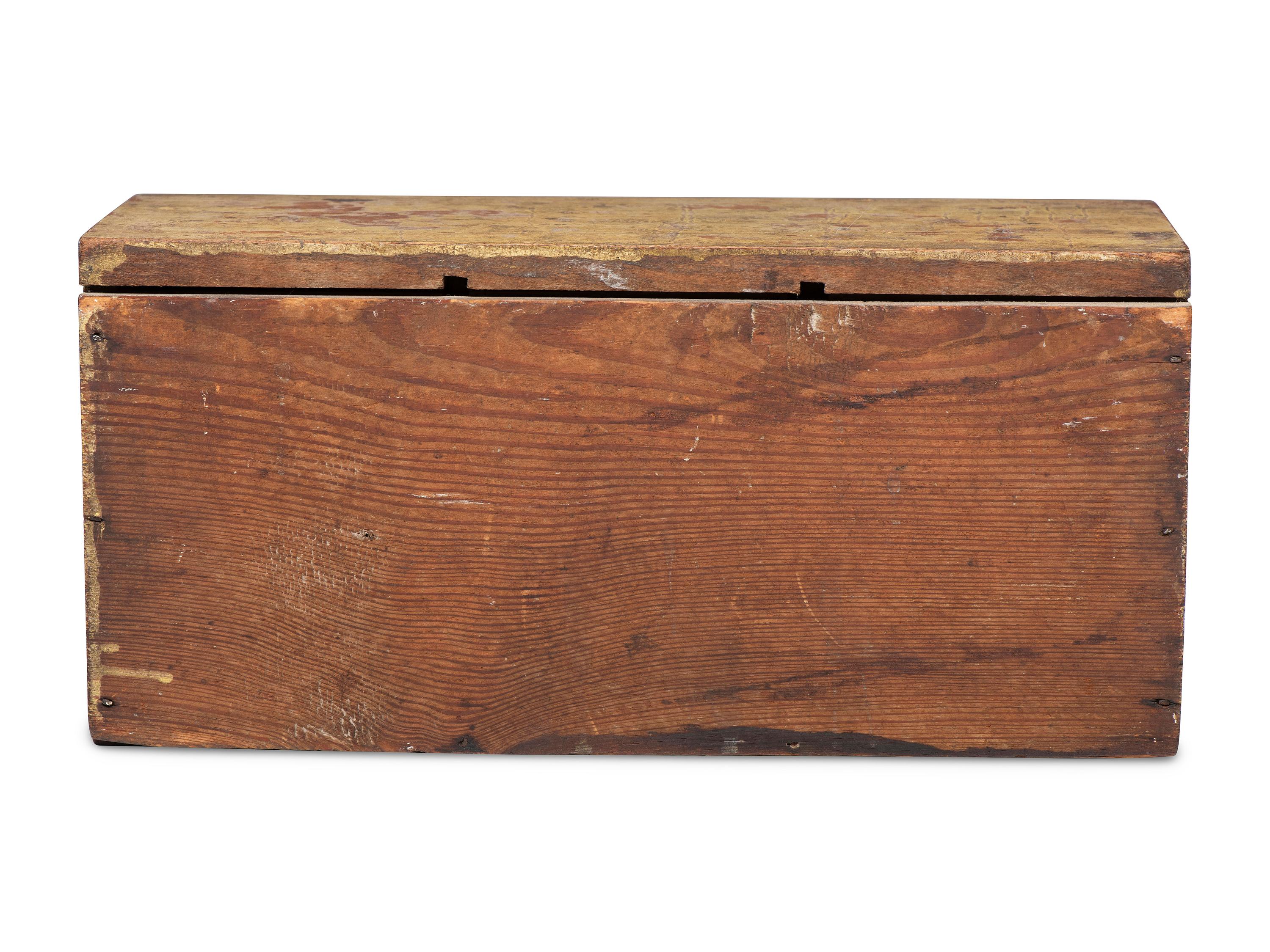 A Southern Yellow Painted Cherrywood and Yellow Pine Miniature Chest