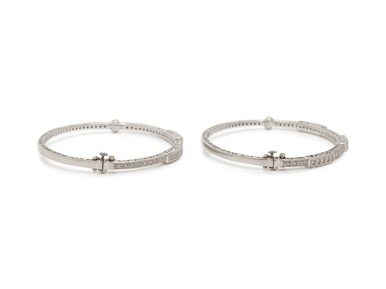CHARIOL, PAIR OF WHITE GOLD AND DIAMOND BANGLE BRACELETS