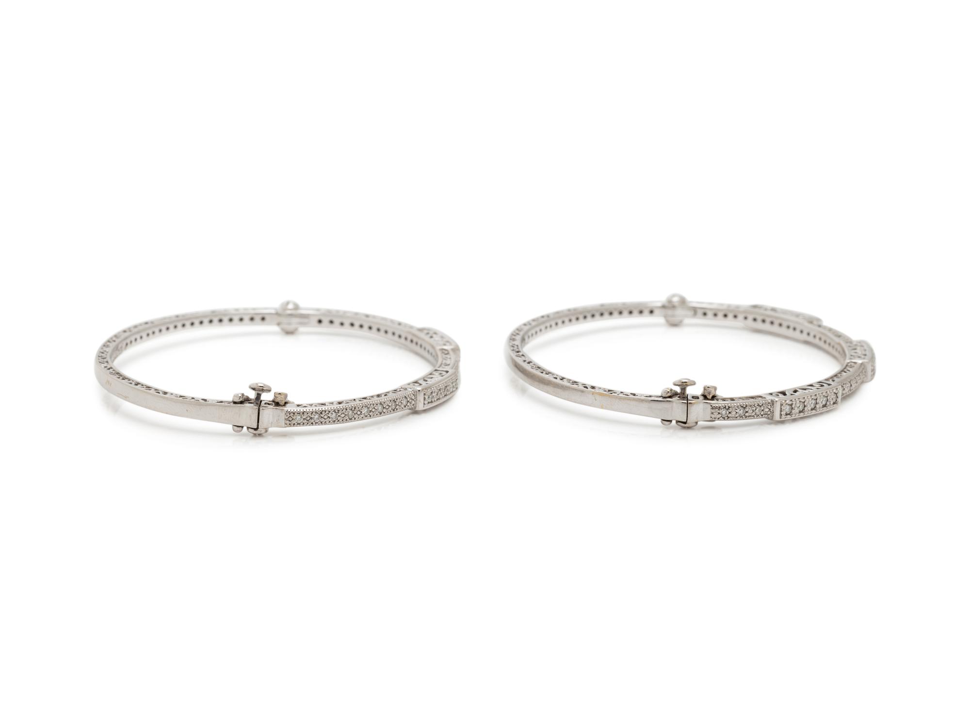 CHARIOL, PAIR OF WHITE GOLD AND DIAMOND BANGLE BRACELETS