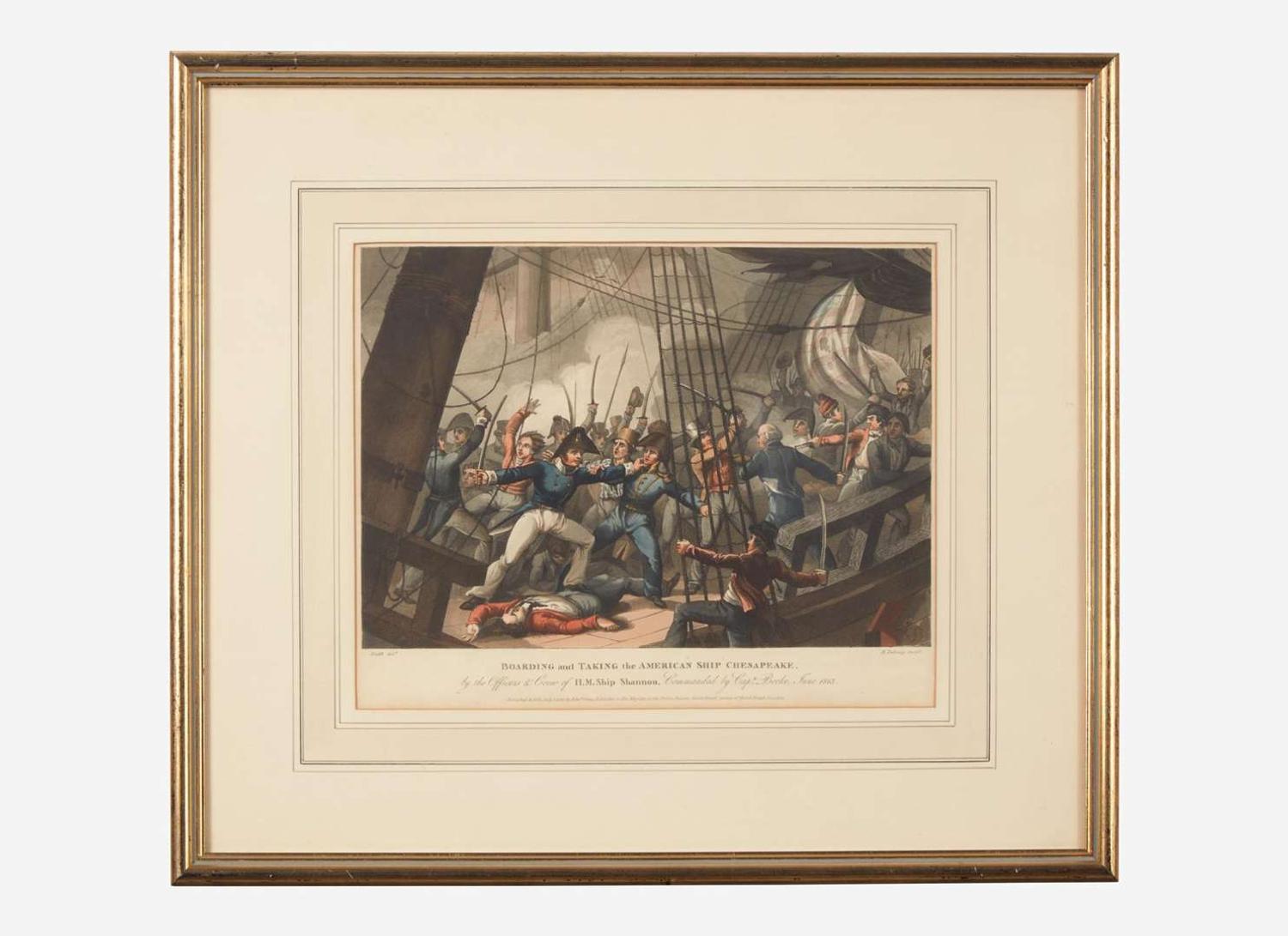 After William Heath (English, 1795-1840), engraved by Matthew Dubourg (English, 1786-1838), printed by Edward Orme (English, 1774-1848), Boarding and Taking the American Ship Chesapeake, published circa 1813