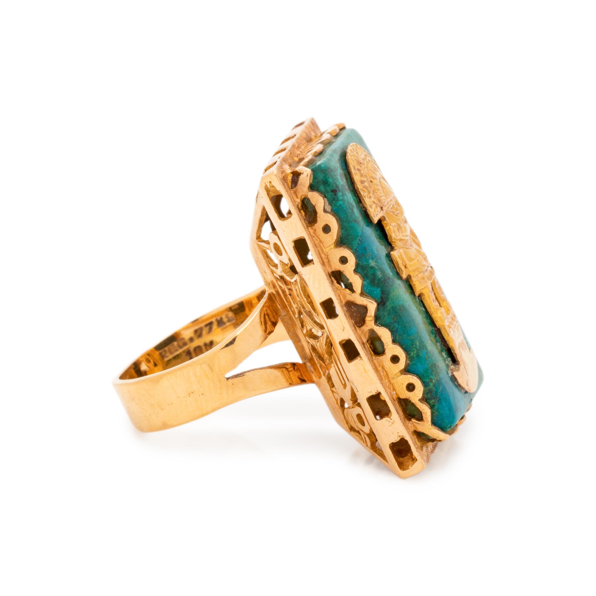 YELLOW GOLD AND CHRYSOCOLLA RING