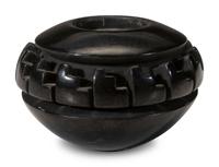 Carved Miniature Blackware Pottery Jar