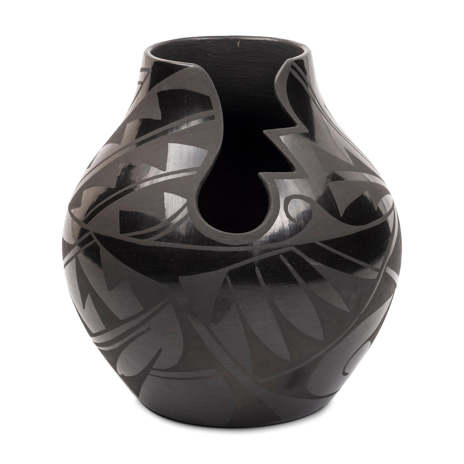 Blackware Pottery Vase, with Cutout