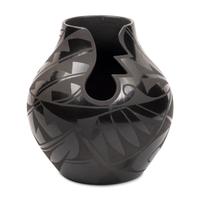 Blackware Pottery Vase, with Cutout
