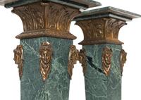 A Pair of Neoclassical Style Bronze Mounted Marble Pedestals