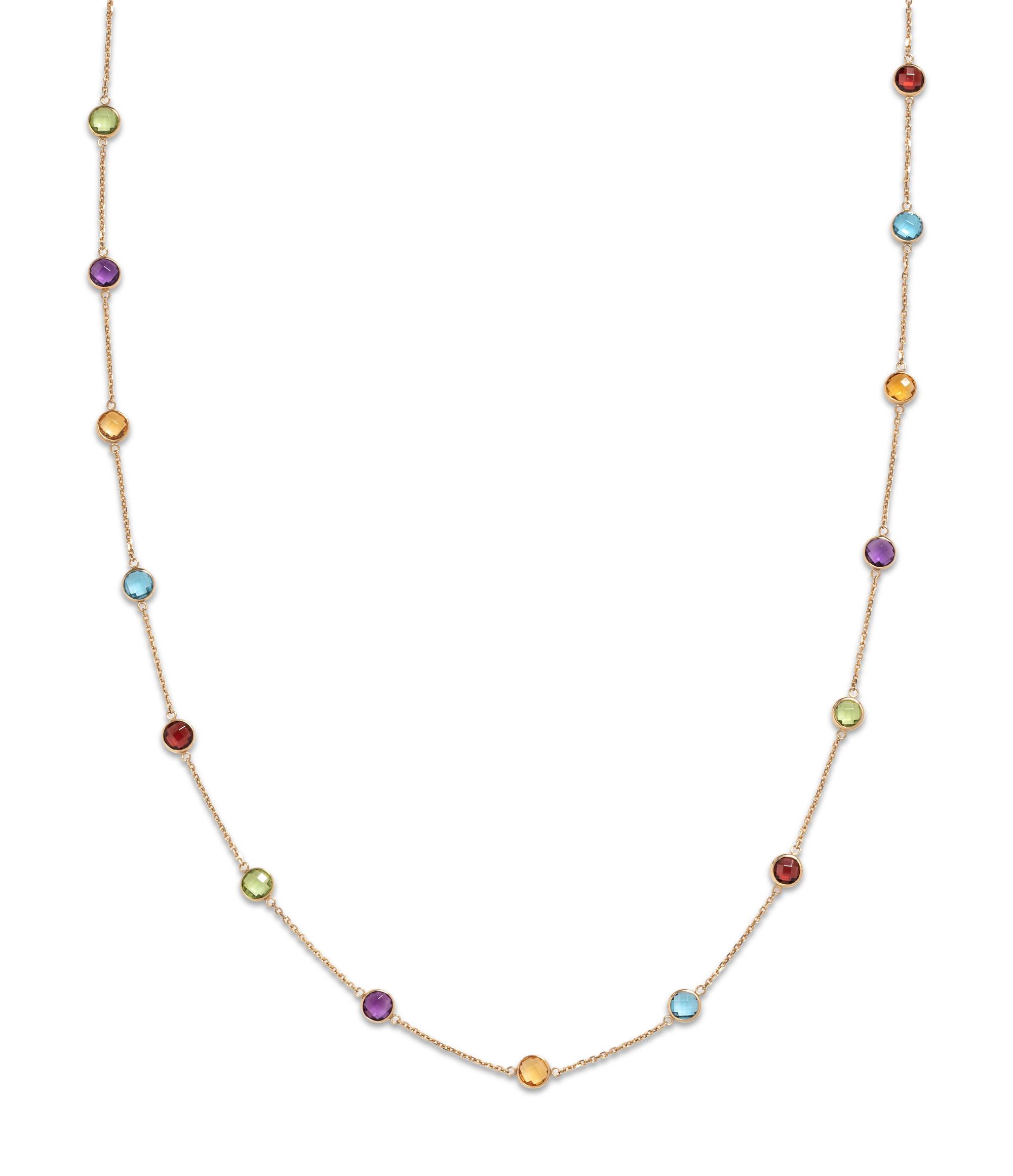 EFFY, YELLOW GOLD AND MULTIGEM LONGCHAIN NECKLACE