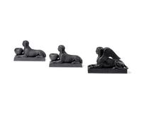A Wedgwood Black Basalt Sphinx Figure and Two Related Inkwells