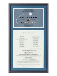 A Collection of Five Framed Chrysler Golf Shootout Signed Autograph Invitations Including Michael Jordan