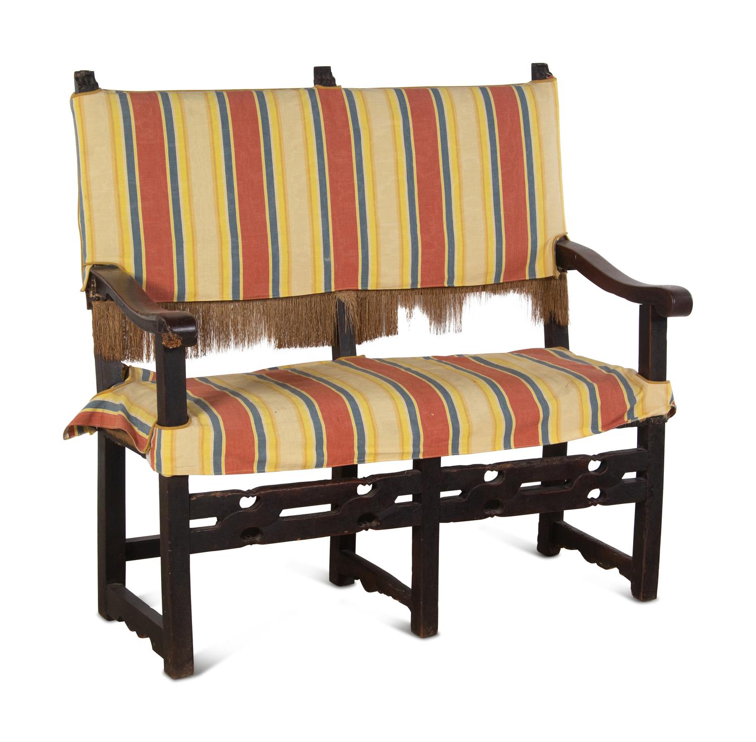 A Spanish Baroque Style Walnut Hall Bench
