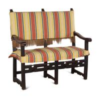 A Spanish Baroque Style Walnut Hall Bench