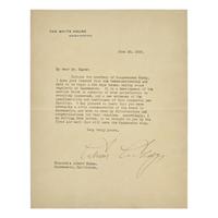 [Presidential] Coolidge, Calvin. Typed Letter, signed