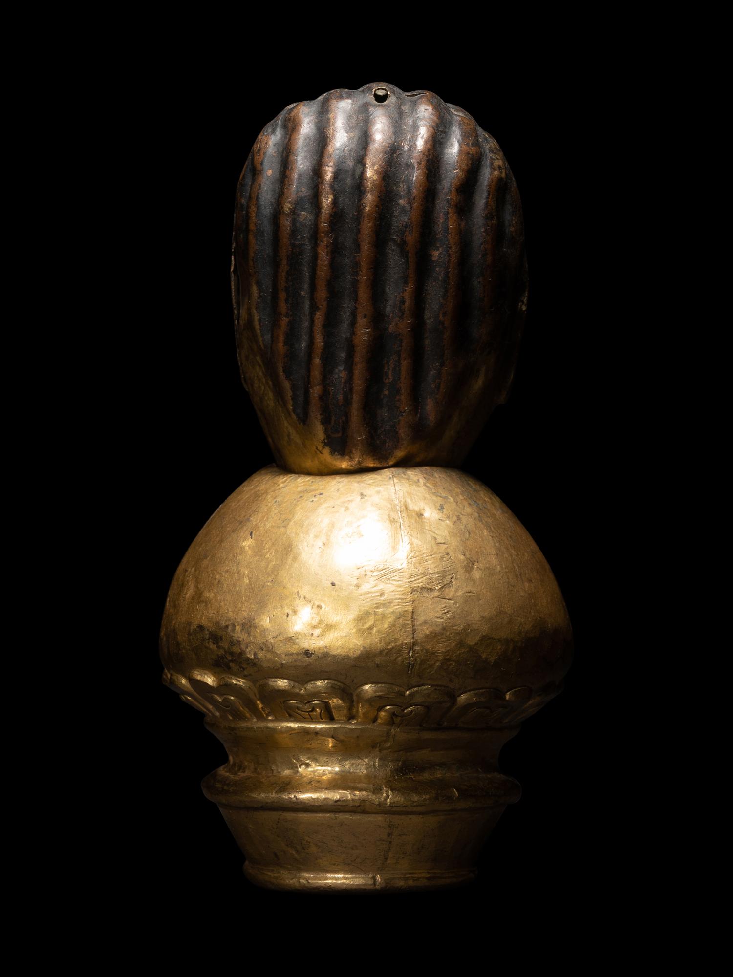 A Tibetan Gilt Bronze Repoussé Vajrapani Panel