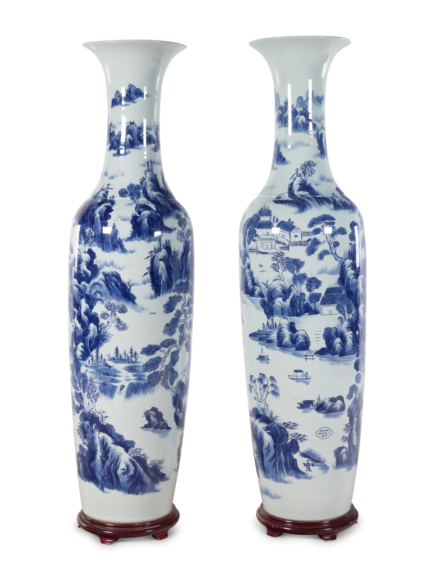A Pair of Monumental Chinese Export Porcelain Vases