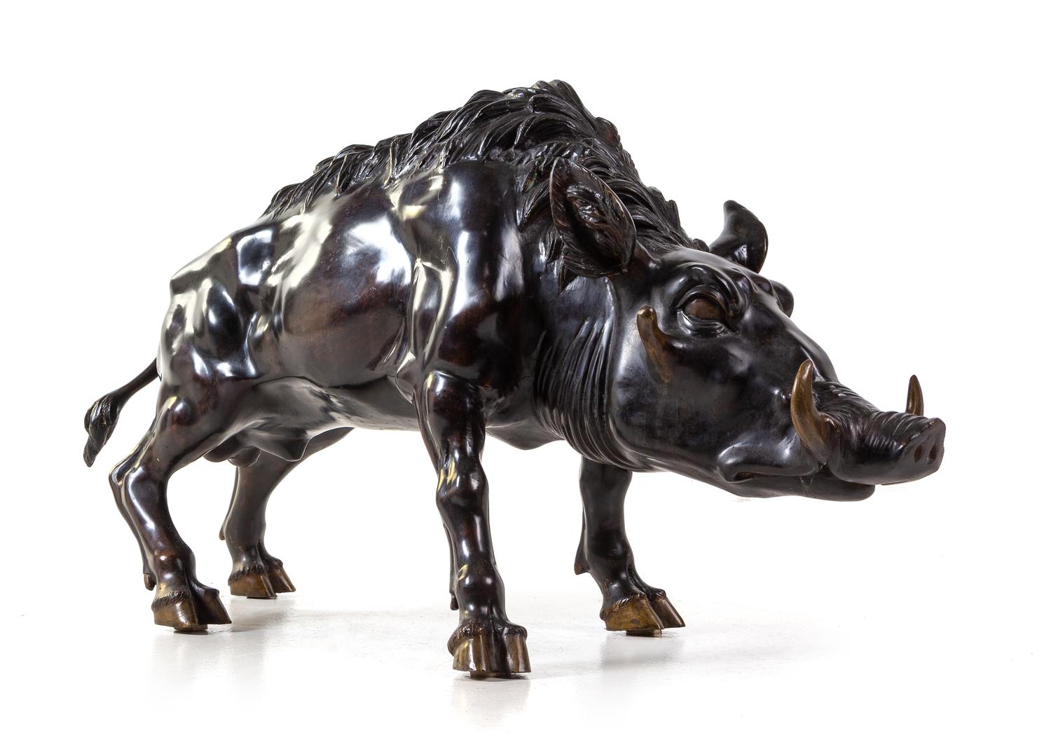 A Continental Bronze Model of a Boar
