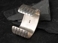 Heavily Stamped Sterling Silver Cuff Bracelet