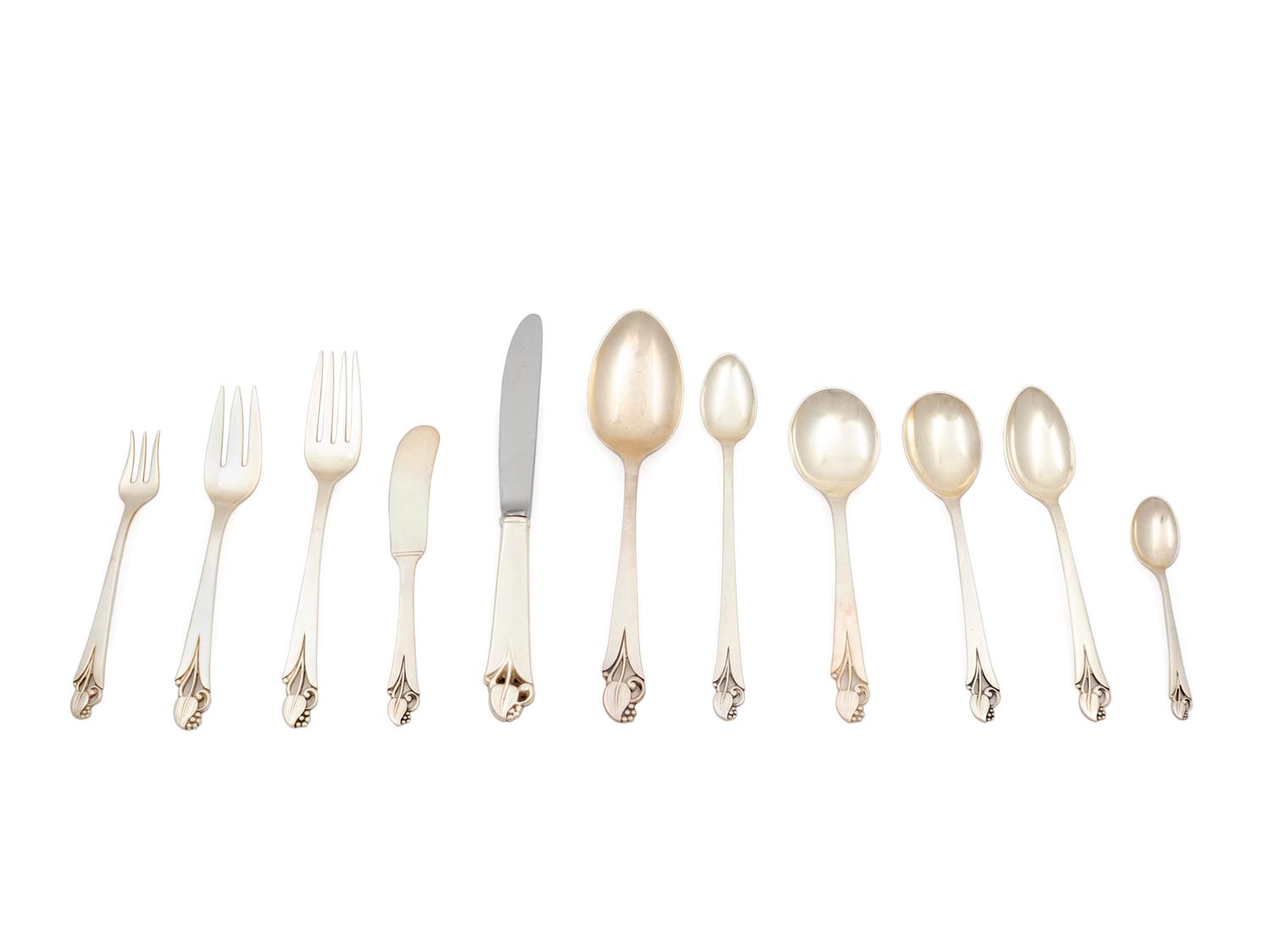 An American Silver Flatware Set — Towle Manufacturing Co., Newburyport, MA, circa 1980