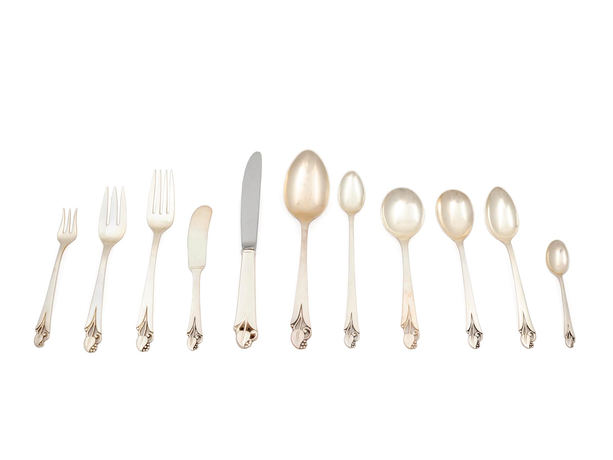 An American Silver Flatware Set — Towle Manufacturing Co., Newburyport, MA, circa 1980