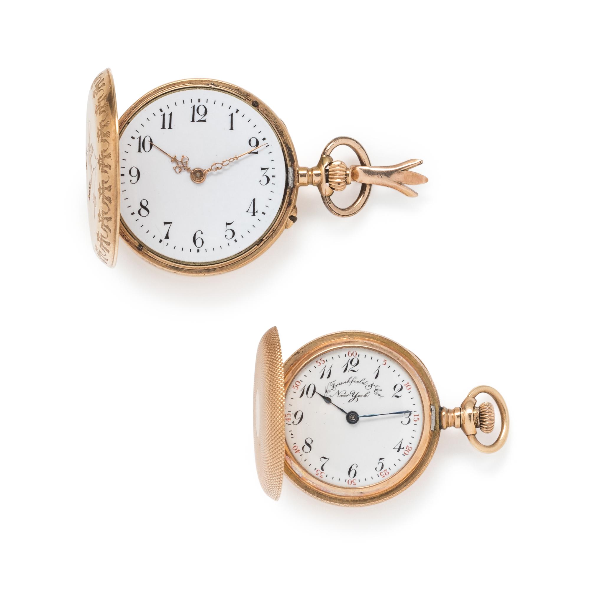 COLLECTION OF 14K YELLOW GOLD HUNTER CASE POCKET WATCHES