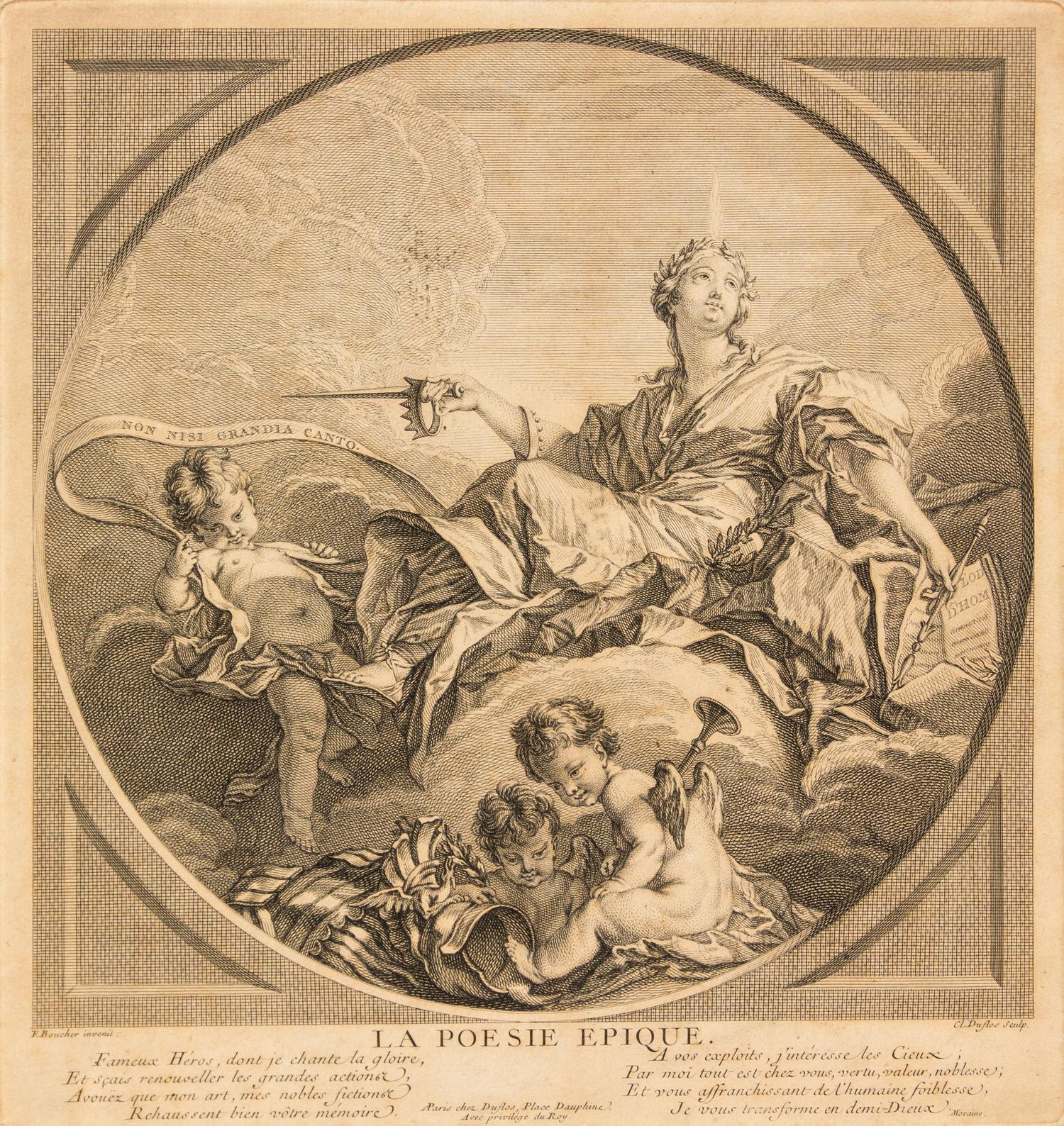 Claude Augustin Duflos le Jeune, (French, 1700-1786), The Four Poems (Les Quatre Poésies), c. 1741 after François Boucher (French, 1703