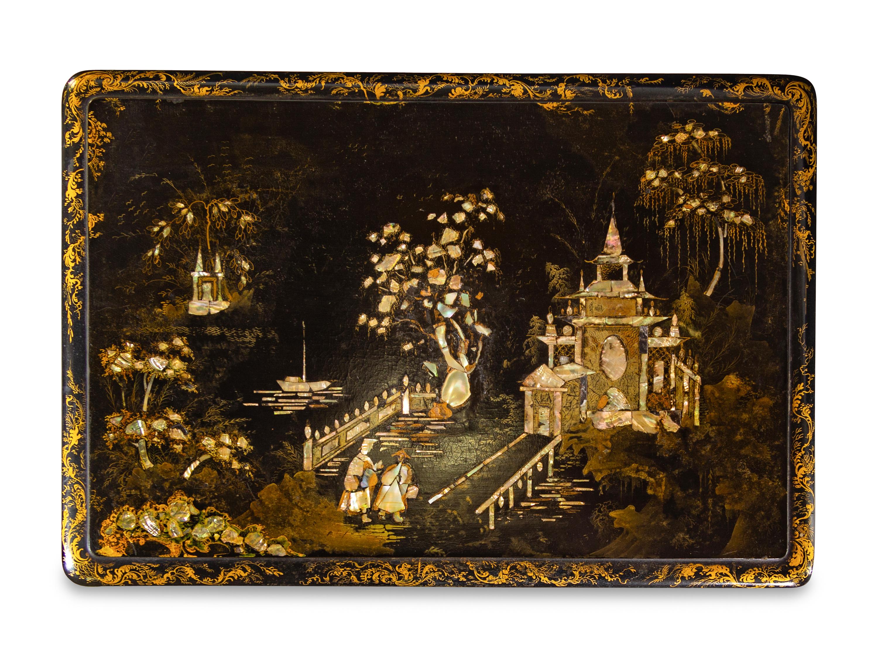A Late Regency Chinoiserie Sewing Table