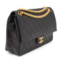 Chanel, Medium Classic Double Flap in Quilted Black Leather