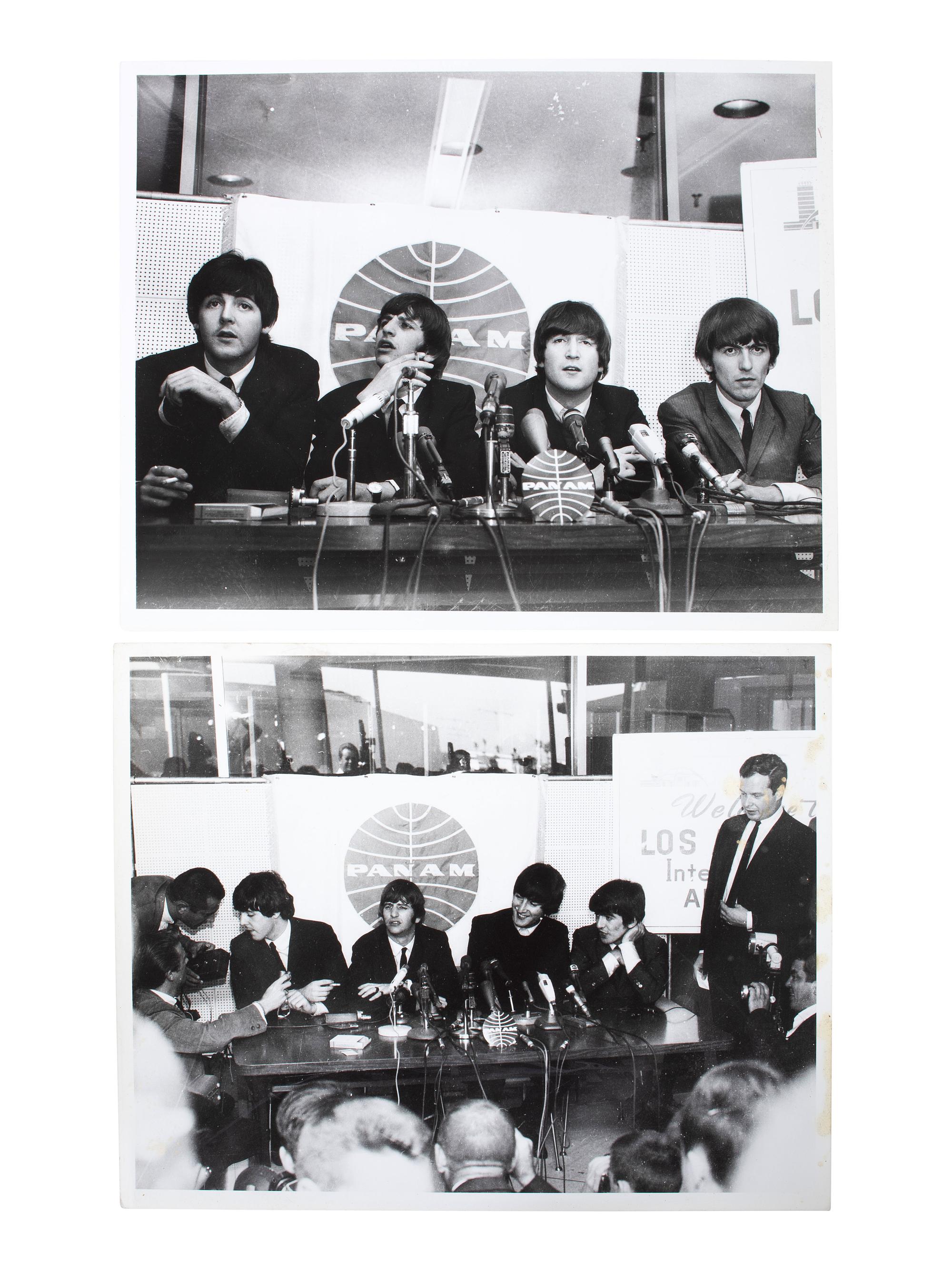[THE BEATLES]. A group of ephemera and press photos, featuring Hard Day's Night contact sheets and "Beatles Money."