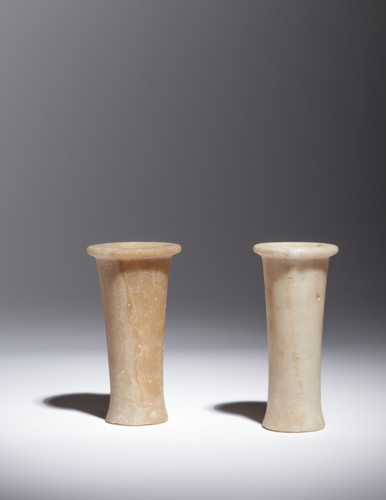 Two Egyptian Alabaster Columnar Vessels