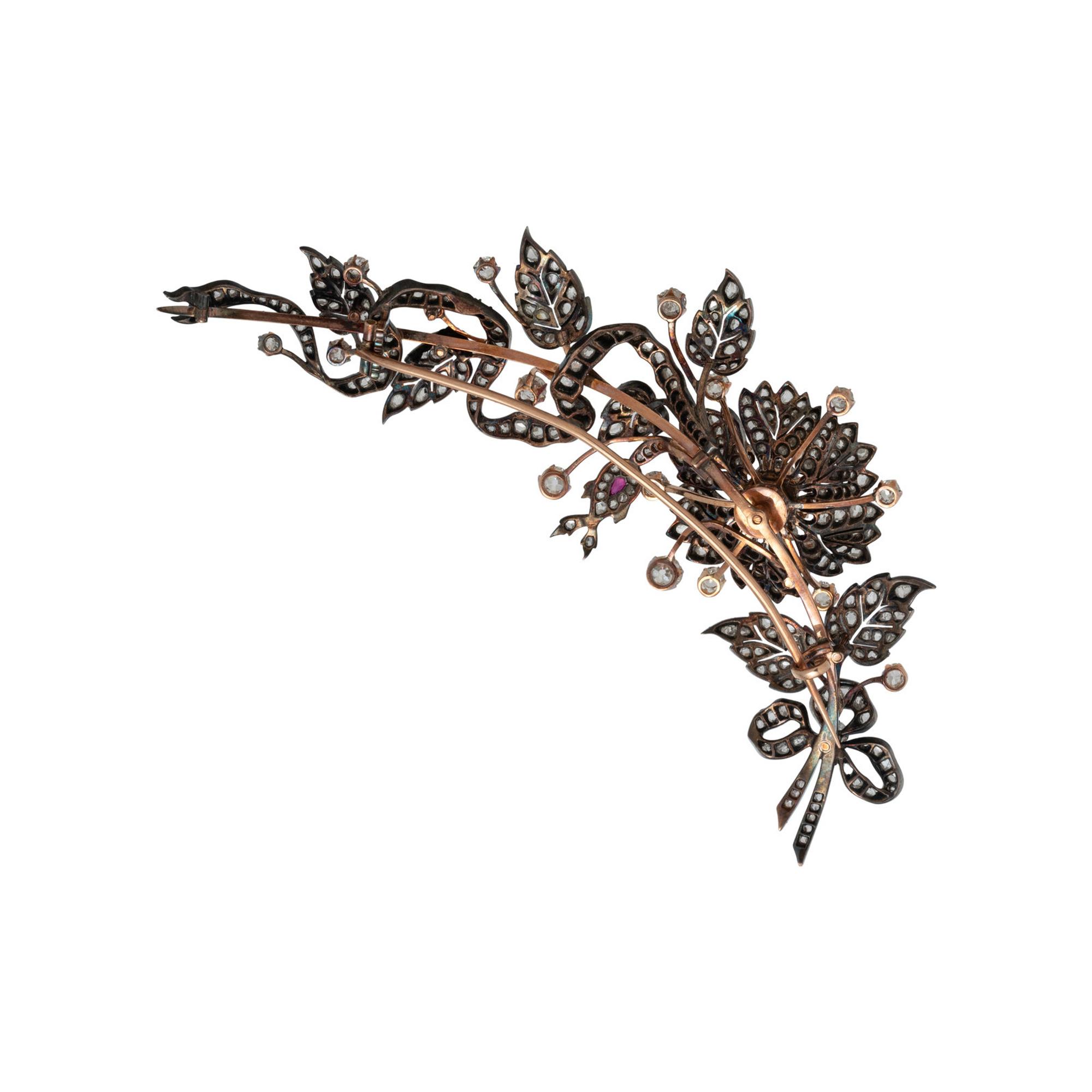 VICTORIAN, DIAMOND CORSAGE BROOCH
