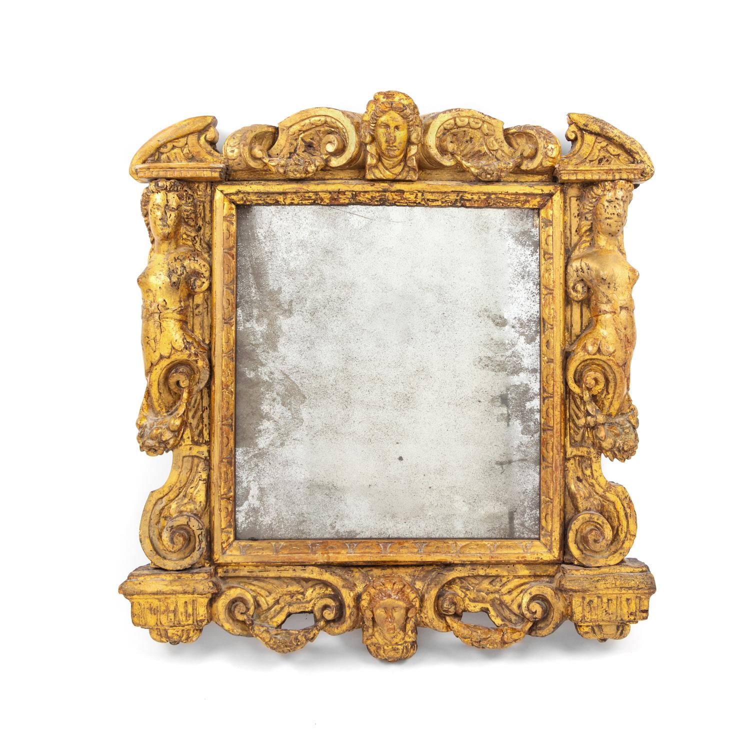 An Italian Giltwood Mirror Height 22 x width 20 inches. — 17TH CENTURY