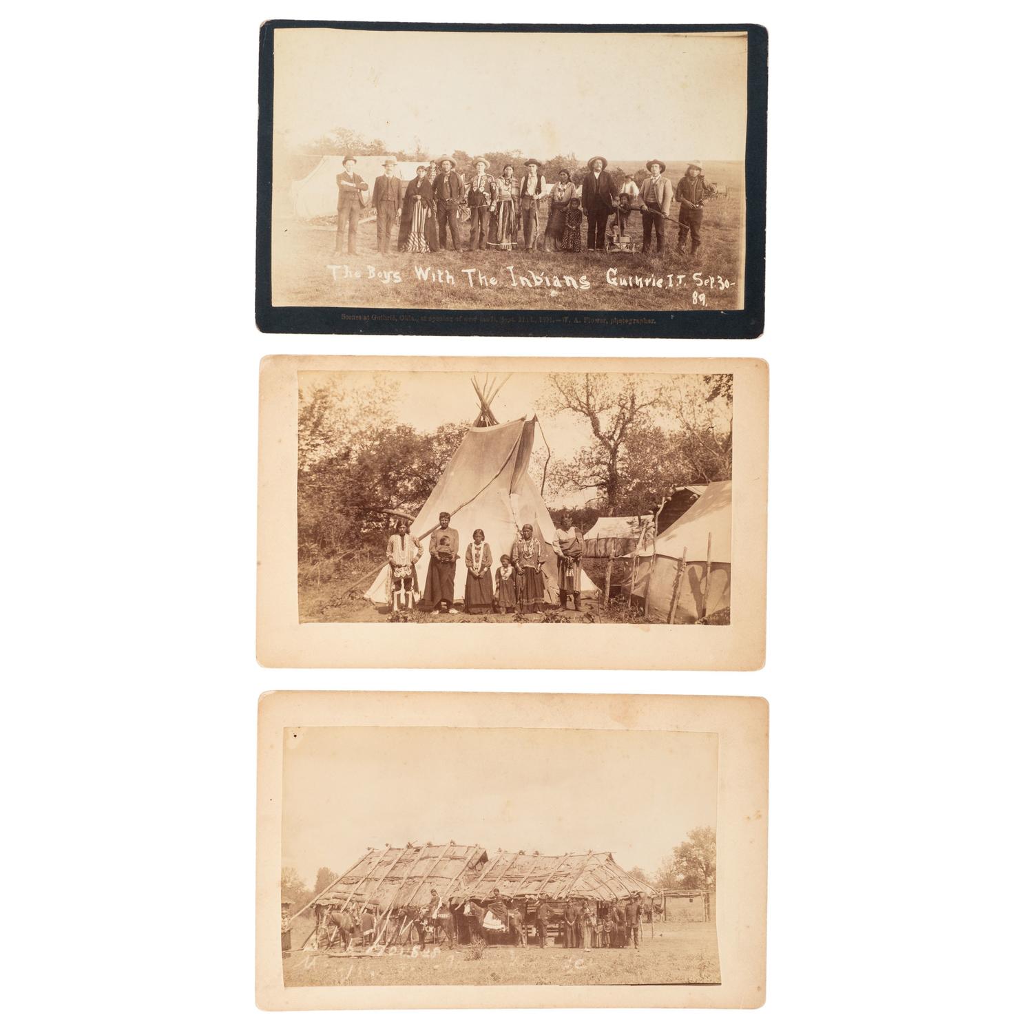 Trio of Boudoir Cards of Oklahoma Territory and Iowa Indians, Incl. Blind Tohee, Chief of the Iowas