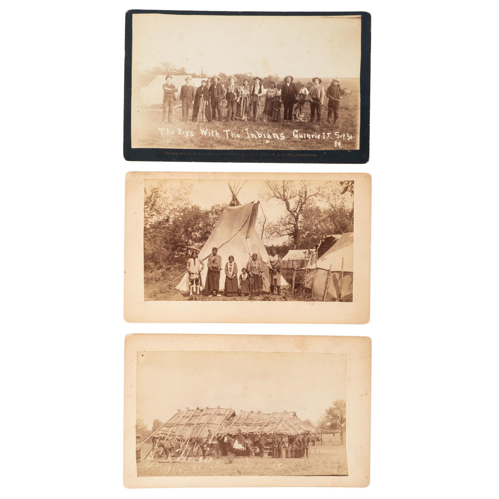Trio of Boudoir Cards of Oklahoma Territory and Iowa Indians, Incl. Blind Tohee, Chief of the Iowas