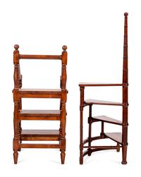 Two Mahogany Library Ladders