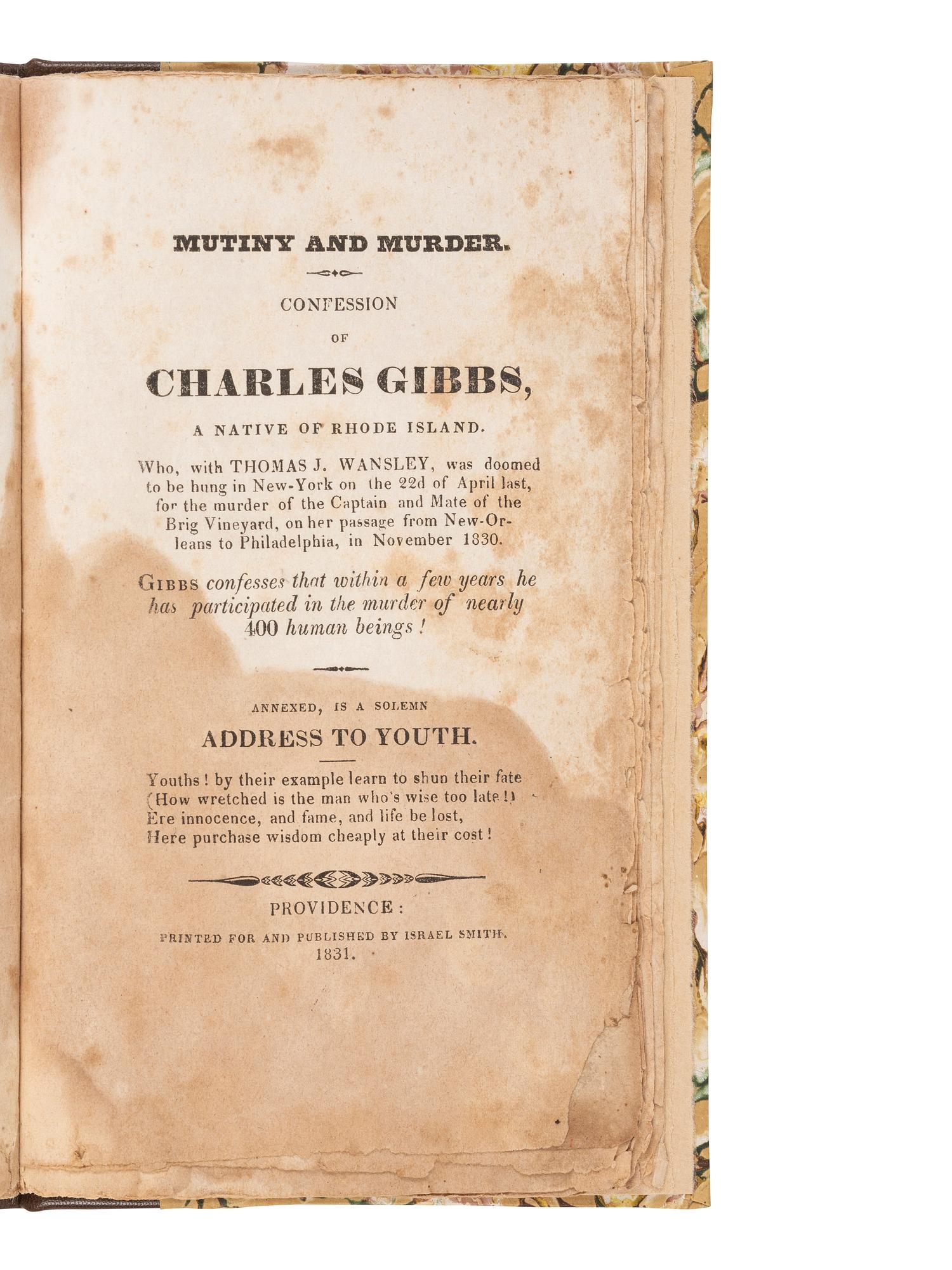 [MUTINY]. A group of 5 works about Mutiny on American ships, comprising: