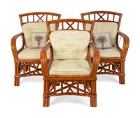 Three Rattan Open Armchairs — 20TH CENTURY