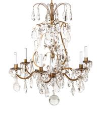 A French Gilt Bronze and Rock Crystal Six-Light Chandelier