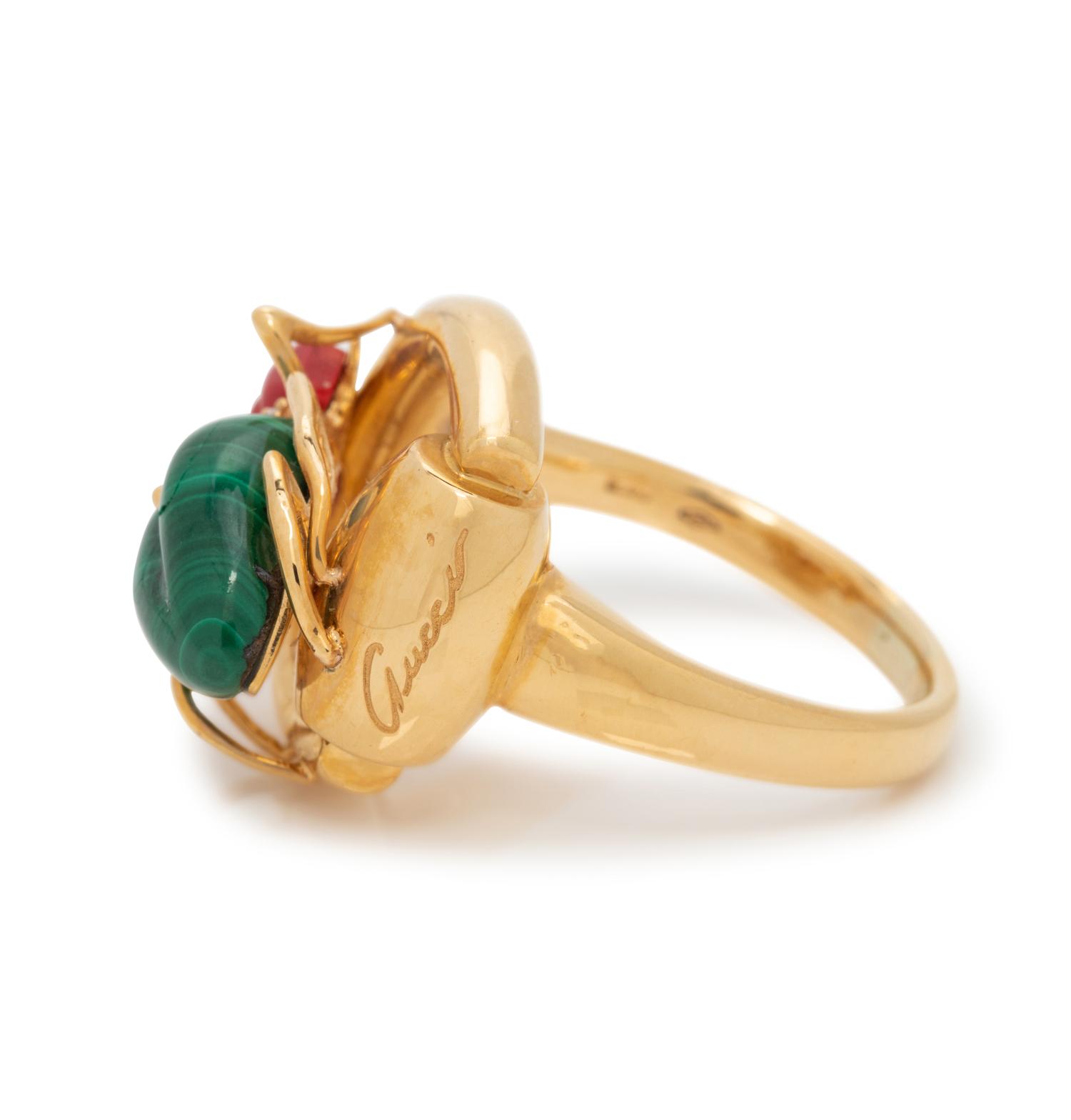 GUCCI, GEMSTONE AND DIAMOND BEETLE RING