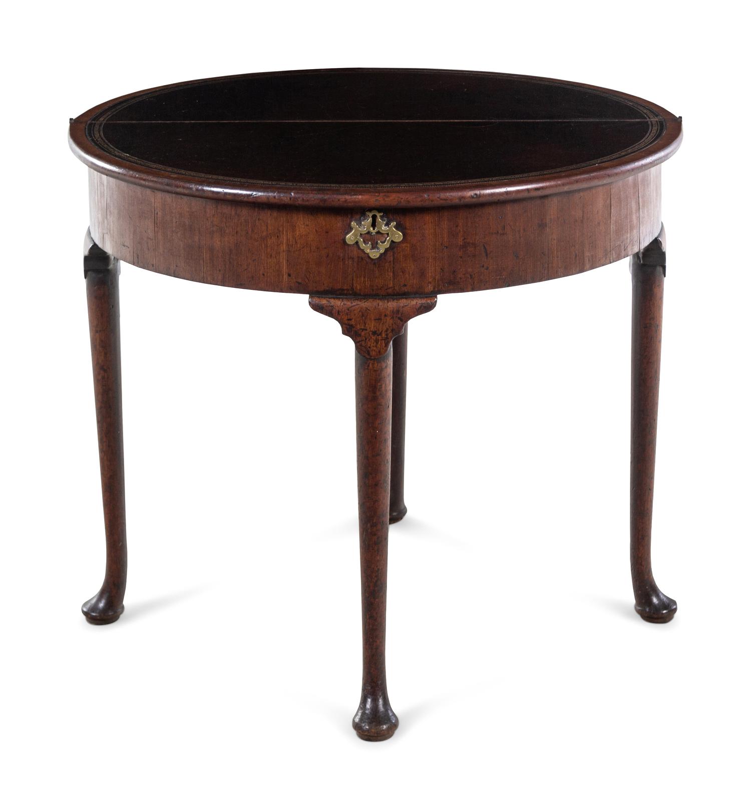 A George I Oak Demilune Game Table