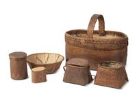 Collection of Decorated Birchbark Containers