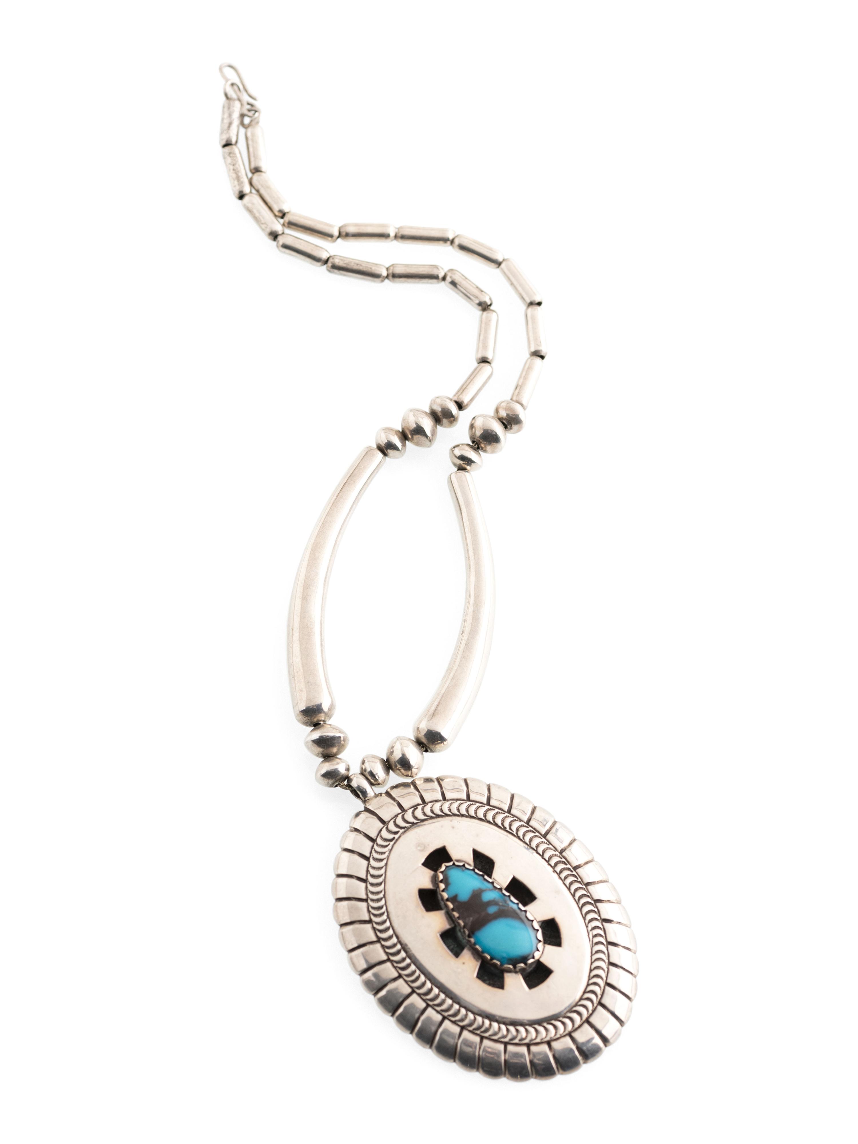 Silver and Bisbee Turquoise Necklace