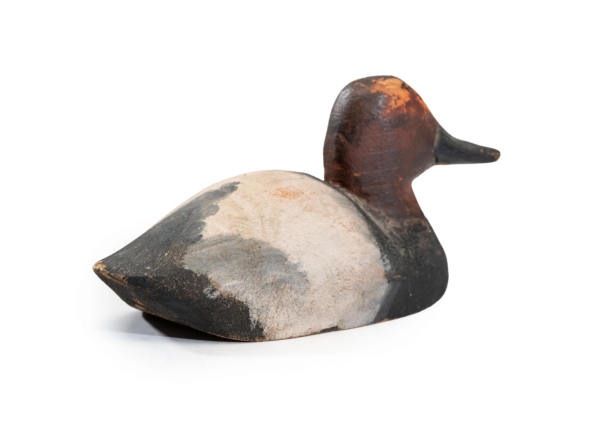 A Miniature Carved Wood Canvasback Duck Decoy
