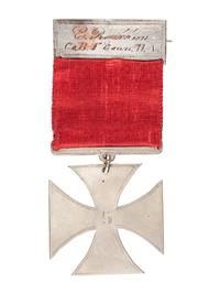 [CIVIL WAR]. Elisha Rathbun, 1st Connecticut Heavy Artillery. V Corps badge.
