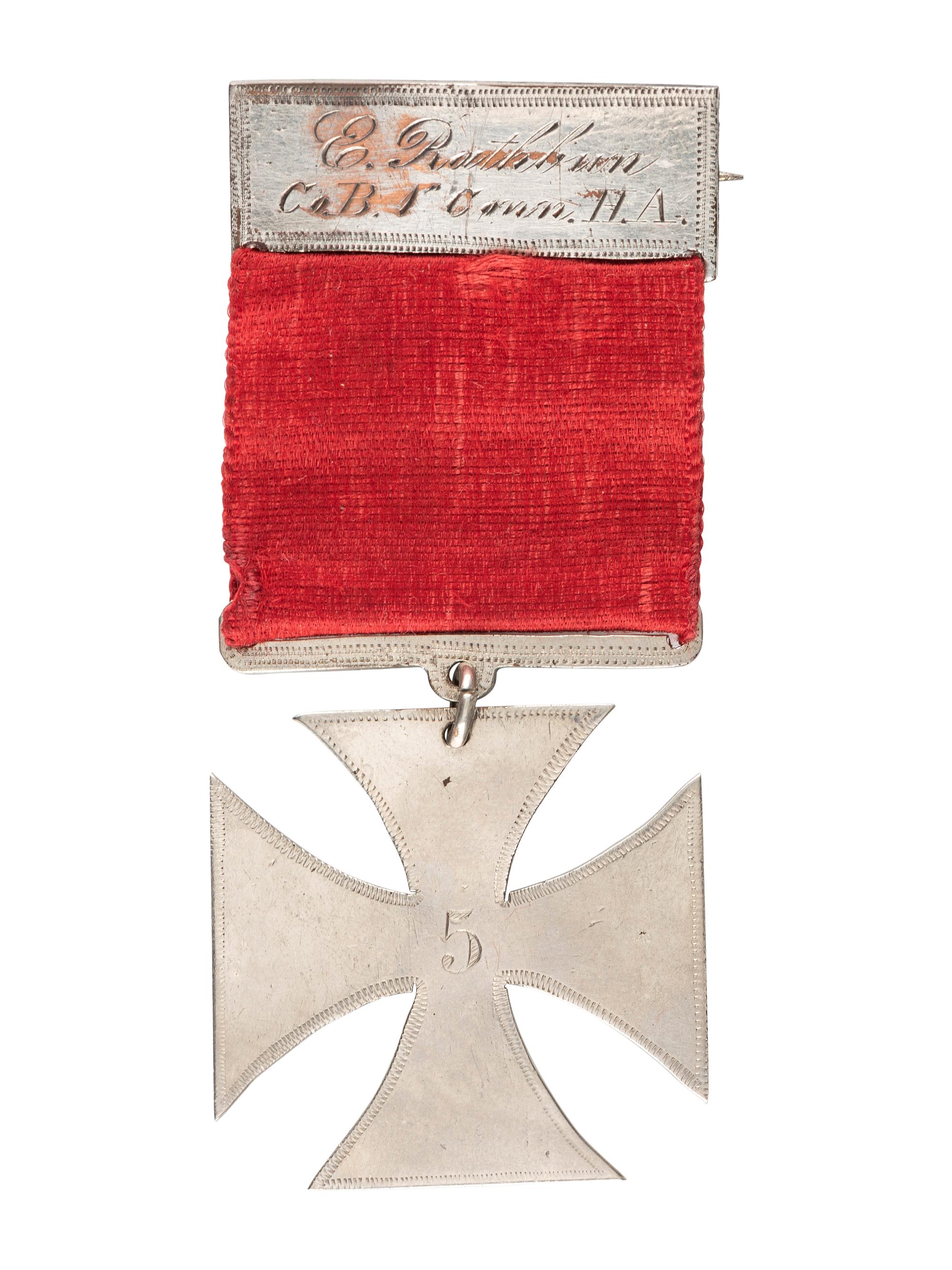 [CIVIL WAR]. Elisha Rathbun, 1st Connecticut Heavy Artillery. V Corps badge.