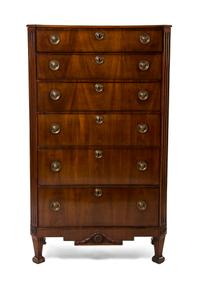 A George III Mahogany Tall Chest of Drawers, Height 60 x width 35 1/2 x depth 19 1/2 inches.